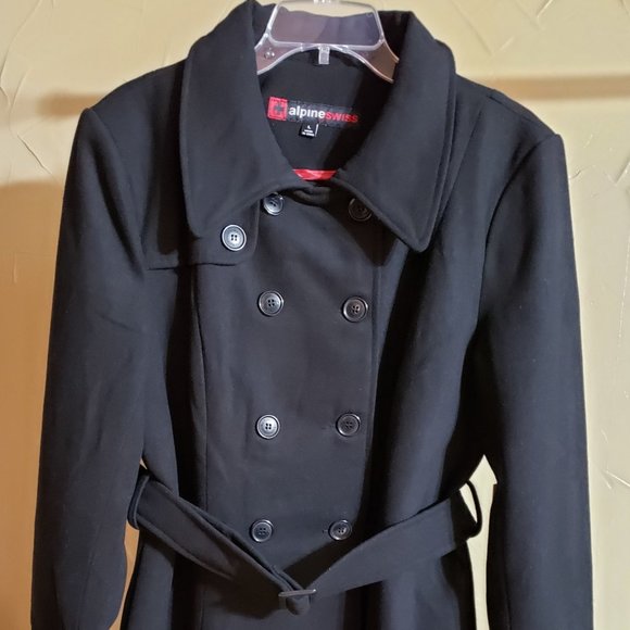 Alpine Swiss Double Breasted Black Jacket Size Large NWT - Picture 3 of 8